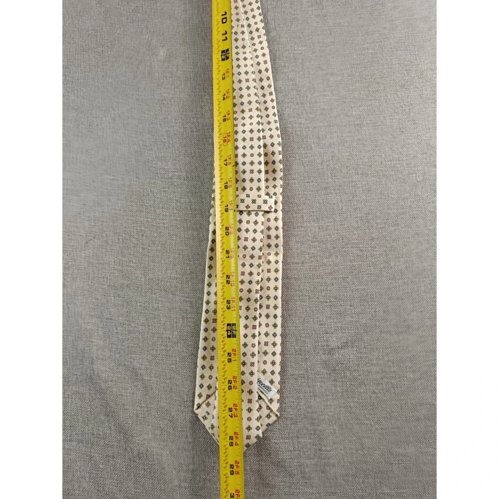 E.Marinella Napoli Mens Ties 57X3.5 Beige Floral Silk Handmade